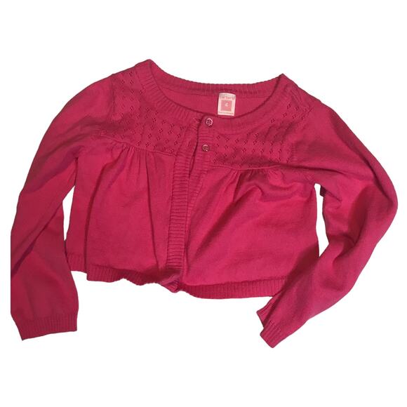 Carters Outfit Green Gingham Print Sundress Hot Pink Long Sweater Girls Size 4 - Picture 3 of 11